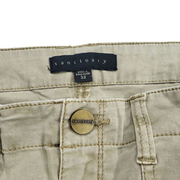 Sanctuary 32 Womens Khaki Pants Straight Leg Beige Tan Pockets Cotton Stretch - Picture 7 of 11